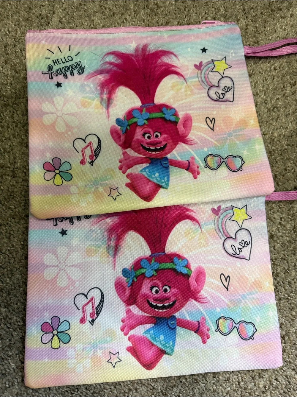 Kids Pink Trolls Character Crossbody Bag - Happy Pink